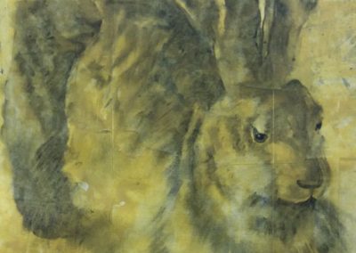 Le lièvre d'Albrecht - fusain sur papier 50 cm x 32 cm