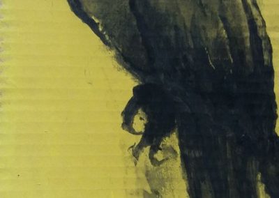 Perroquet vénitien - Fusain sur carton 39 cm x 17 cm