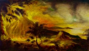 Étude pour "Éruption" Huile sur toile 19cm x 33 cm