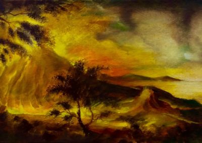 Étude pour "Éruption" Huile sur toile 19cm x 33 cm